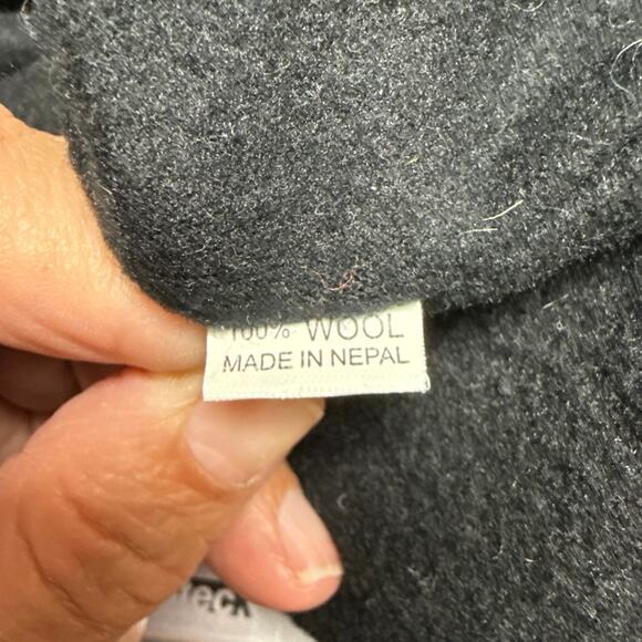 Vintage Nepali Knit 100% Wool Chullo Beanie Hat Youth Green Cream Fair Isle - Picture 4 of 8